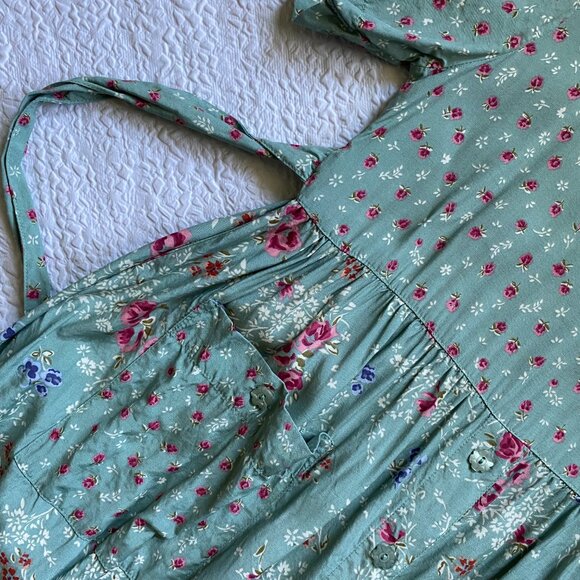 Vintage Floral Pattern Green Dress - Picture 4 of 4